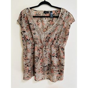 Ratio by Liz Claiborne BOHO Sheer Babydoll Top with Crocheted Neckline, Size 12